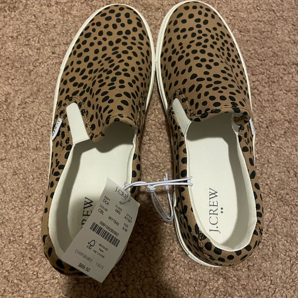 J Crew Leopard Slip On Sneakers